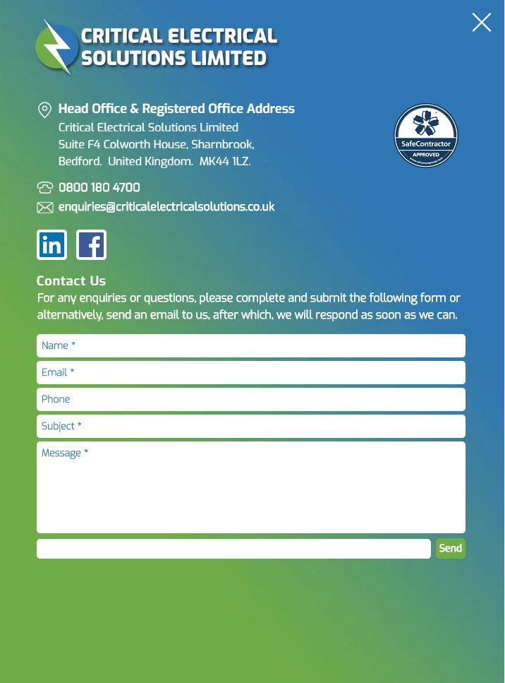 criticalelectricalsolutions.co.uk/ Contact Us